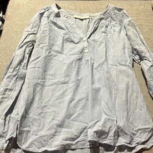 Loft peasant blouse, white/blue thin stripes